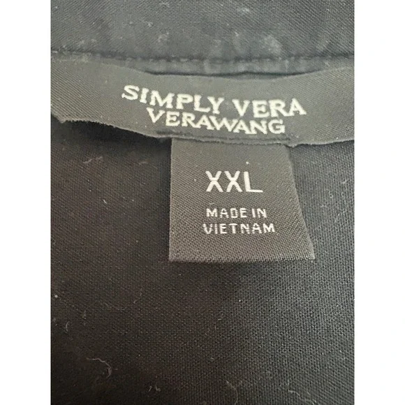 Simply Vera  Black Market Floral Fit Flare Dress Black Teal Purple Pockets L - Picture 9 of 9